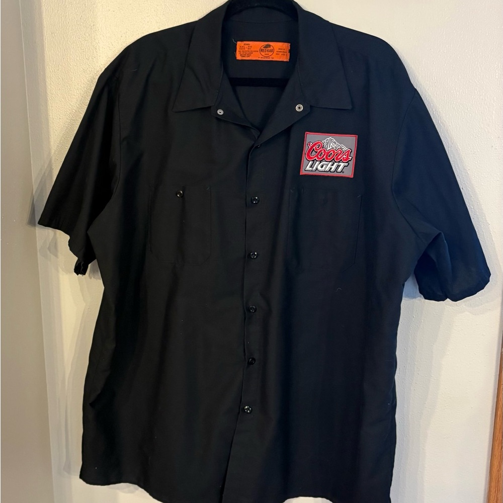 XXL/2XL Mens Coors Light black button up shirt for bowling or casual wear